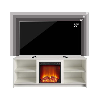 Ameriwood Home Mainstays Courtland Electric Fireplace TV Stand for TVs up to 65 - White|Meuble pour téléviseur Mainstays Courtland d’Ameriwood Home avec foyer électrique pour téléviseurs jusqu’à 65 po - blanc