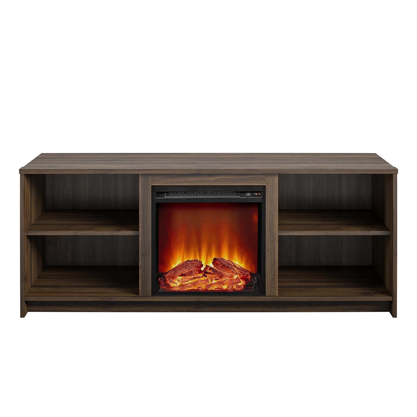 Ameriwood Home Mainstays Courtland Electric Fireplace TV Stand for TVs up to 65 - Noyer|Meuble pour téléviseur Mainstays Courtland d'Ameriwood Home avec foyer électrique pour téléviseurs jusqu'à 65 po - noyer