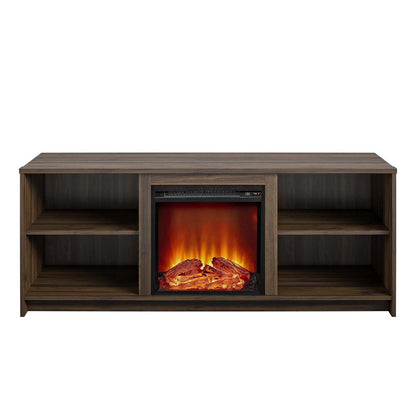 Ameriwood Home Mainstays Courtland Electric Fireplace TV Stand for TVs up to 65 - Noyer|Meuble pour téléviseur Mainstays Courtland d'Ameriwood Home avec foyer électrique pour téléviseurs jusqu'à 65 po - noyer