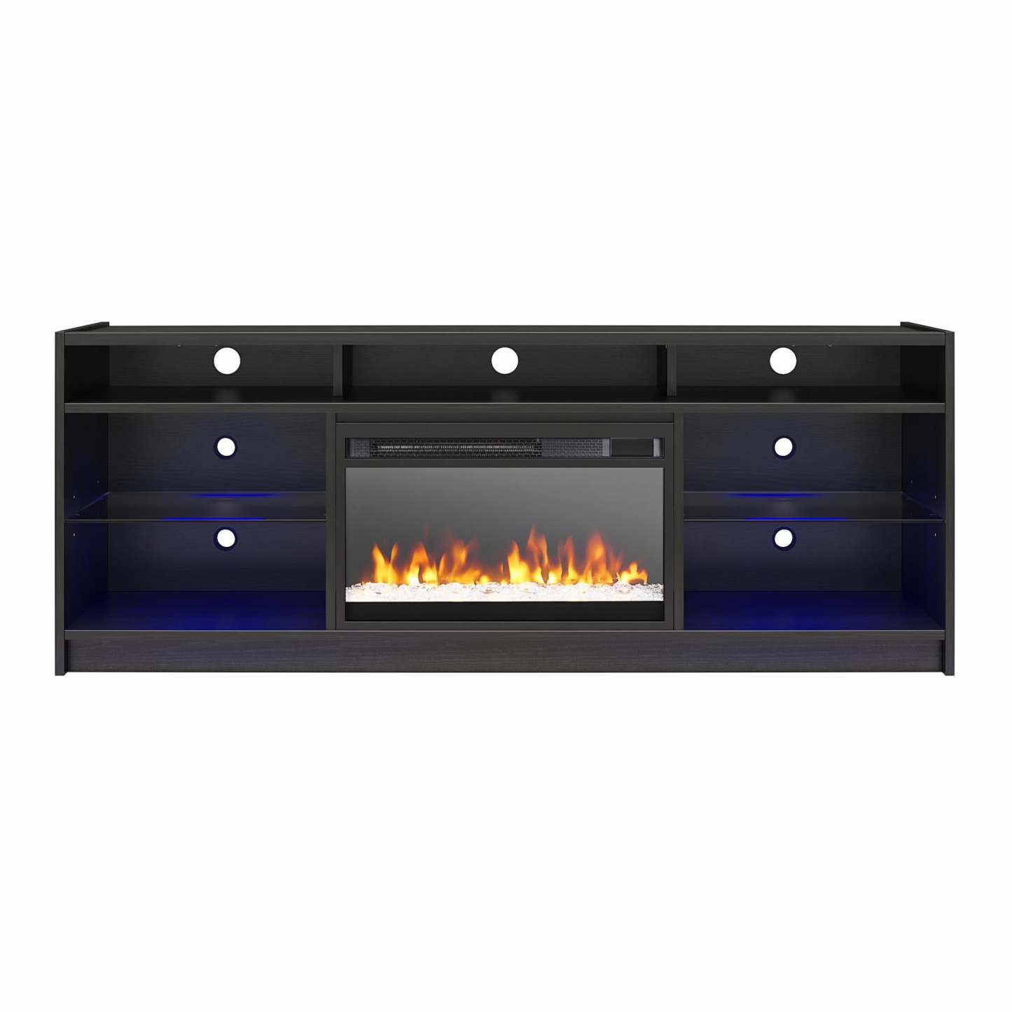 Ameriwood Home Luna Electric Fireplace TV Stand for TVs up to 65 po - Black Oak|Meuble pour téléviseur Luna d'Ameriwood Home avec foyer électrique pour téléviseurs jusqu'à 65 po - chêne noir