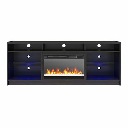 Ameriwood Home Luna Electric Fireplace TV Stand for TVs up to 65 po - Black Oak|Meuble pour téléviseur Luna d'Ameriwood Home avec foyer électrique pour téléviseurs jusqu'à 65 po - chêne noir