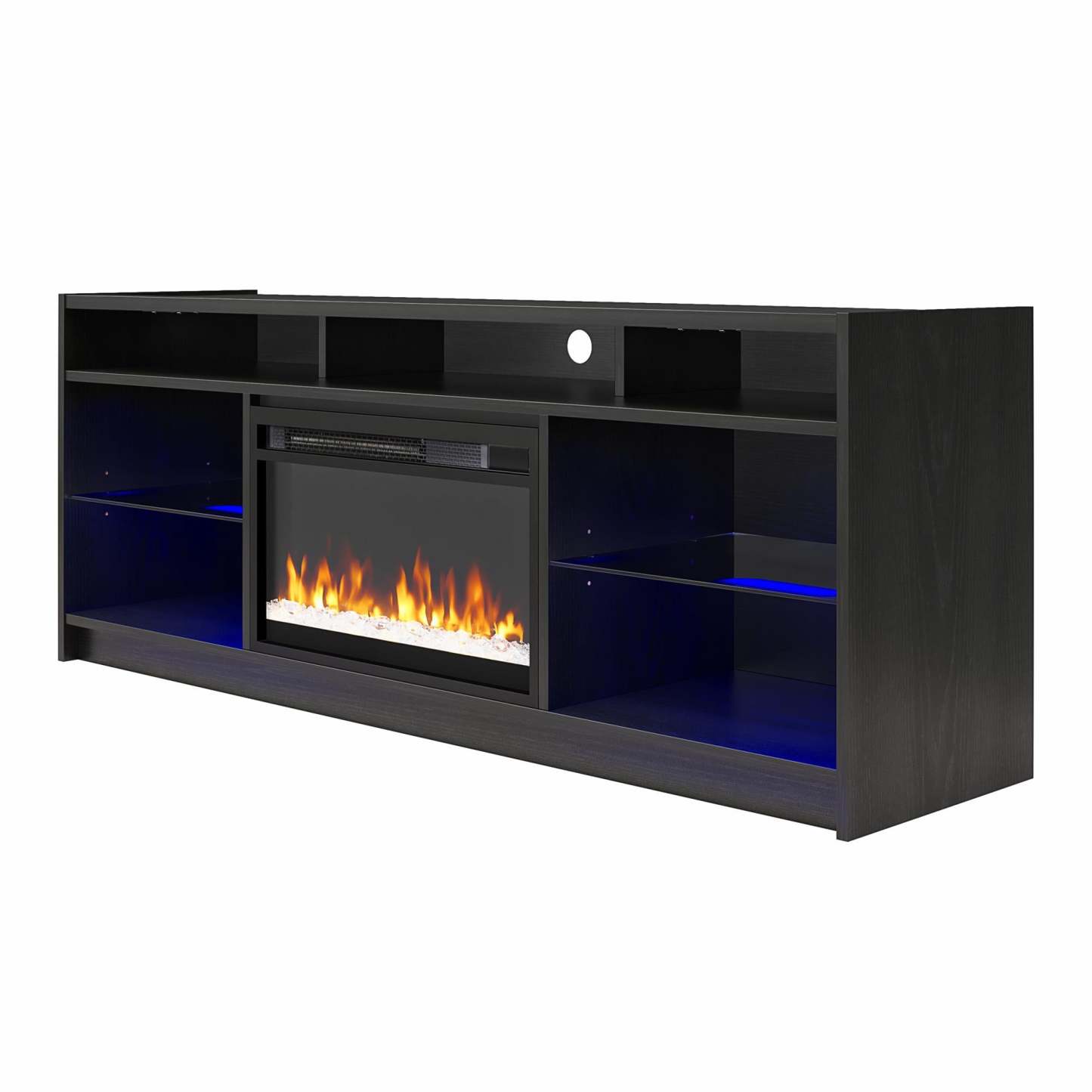 Ameriwood Home Luna Electric Fireplace TV Stand for TVs up to 65 po - Black Oak|Meuble pour téléviseur Luna d'Ameriwood Home avec foyer électrique pour téléviseurs jusqu'à 65 po - chêne noir