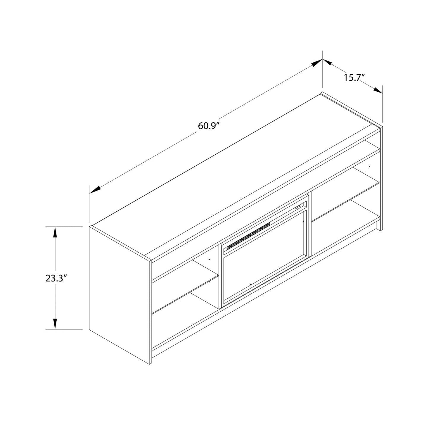 Ameriwood Home Luna Electric Fireplace TV Stand for TVs up to 65 po - Black Oak|Meuble pour téléviseur Luna d'Ameriwood Home avec foyer électrique pour téléviseurs jusqu'à 65 po - chêne noir