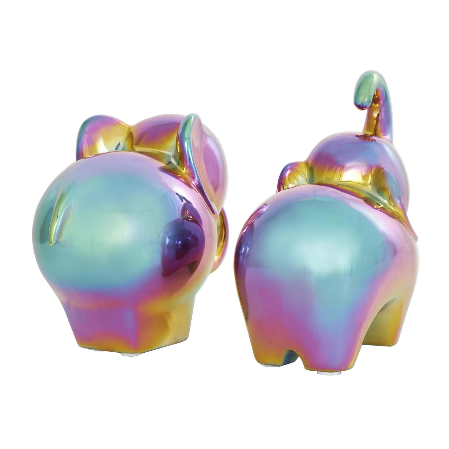 Sculpture d'éléphant irisé de 6 po en céramique - ensemble de 2|Ceramic 6 Iridescent Elephant Sculpture - Set de 2