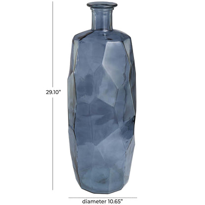 Vase de 29 po en verre espagnol recyclé - bleu