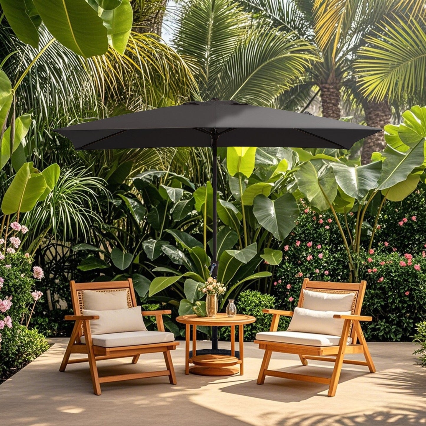 Parasol rectangulaire de terrasse 2,4 x 3 m avec manivelle et inclinaison, résistant aux UV