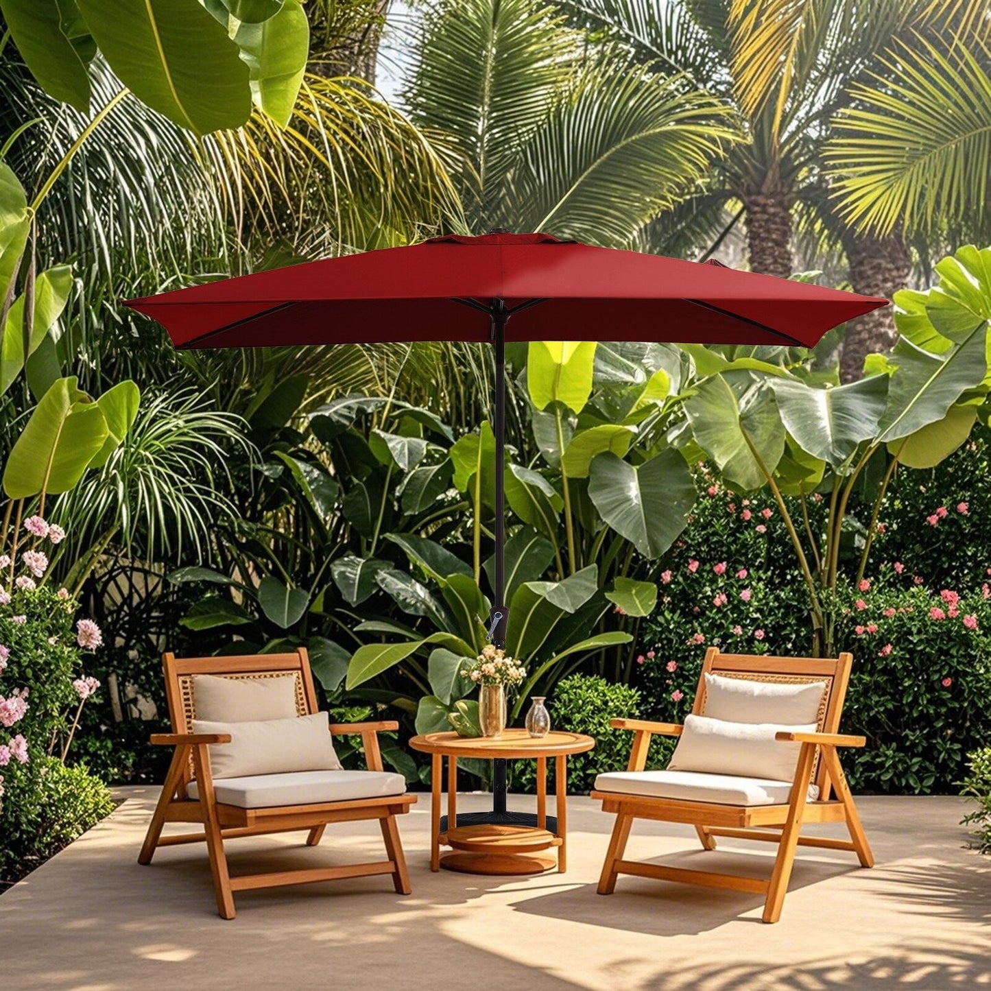 Parasol rectangulaire de terrasse 2,4 x 3 m avec manivelle et inclinaison, résistant aux UV