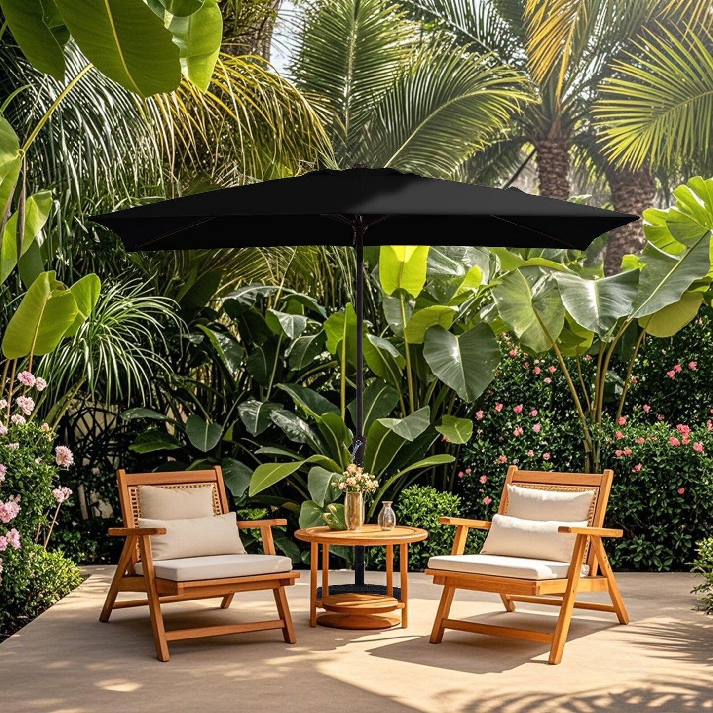 Parasol rectangulaire de terrasse 2,4 x 3 m avec manivelle et inclinaison, résistant aux UV