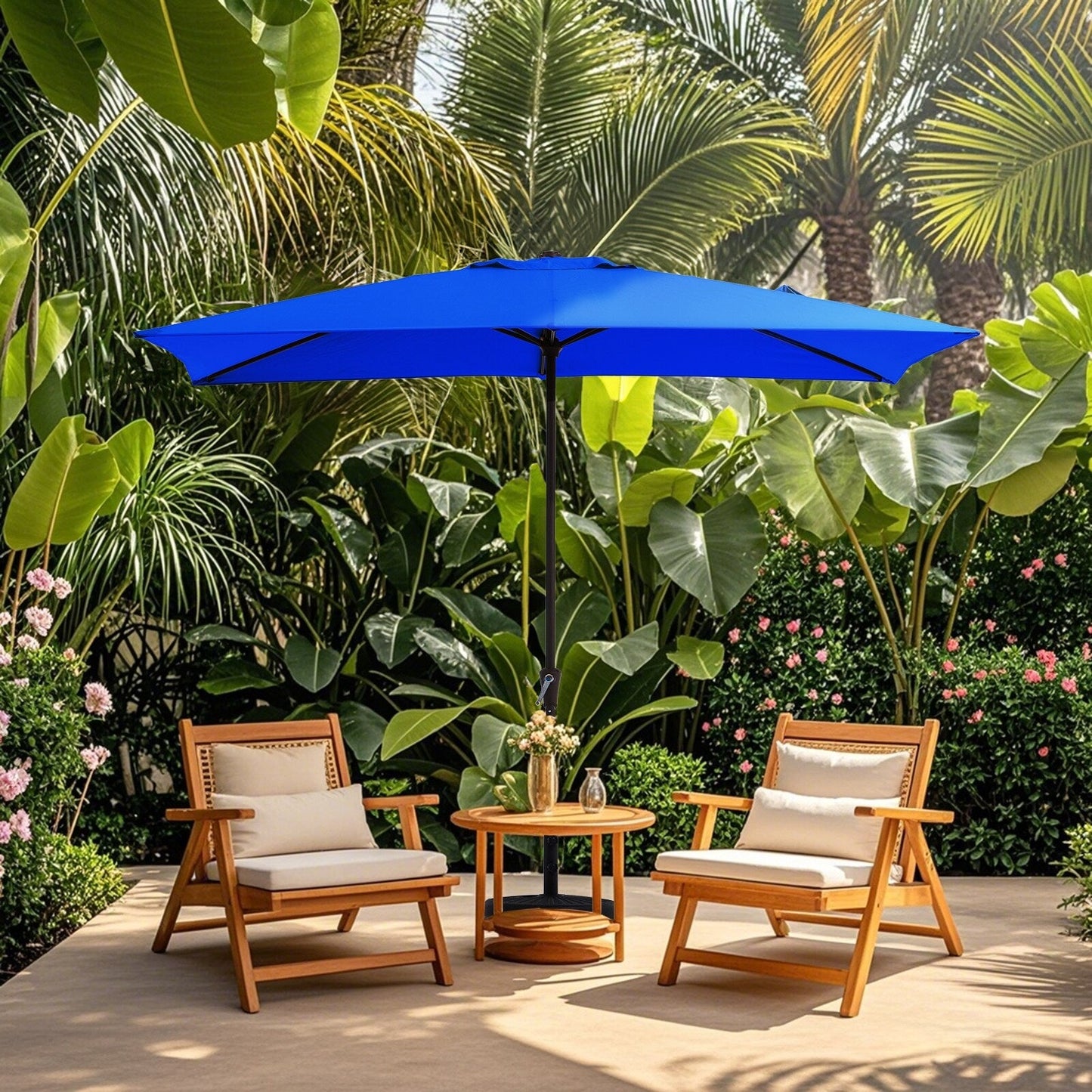 Parasol rectangulaire de terrasse 2,4 x 3 m avec manivelle et inclinaison, résistant aux UV
