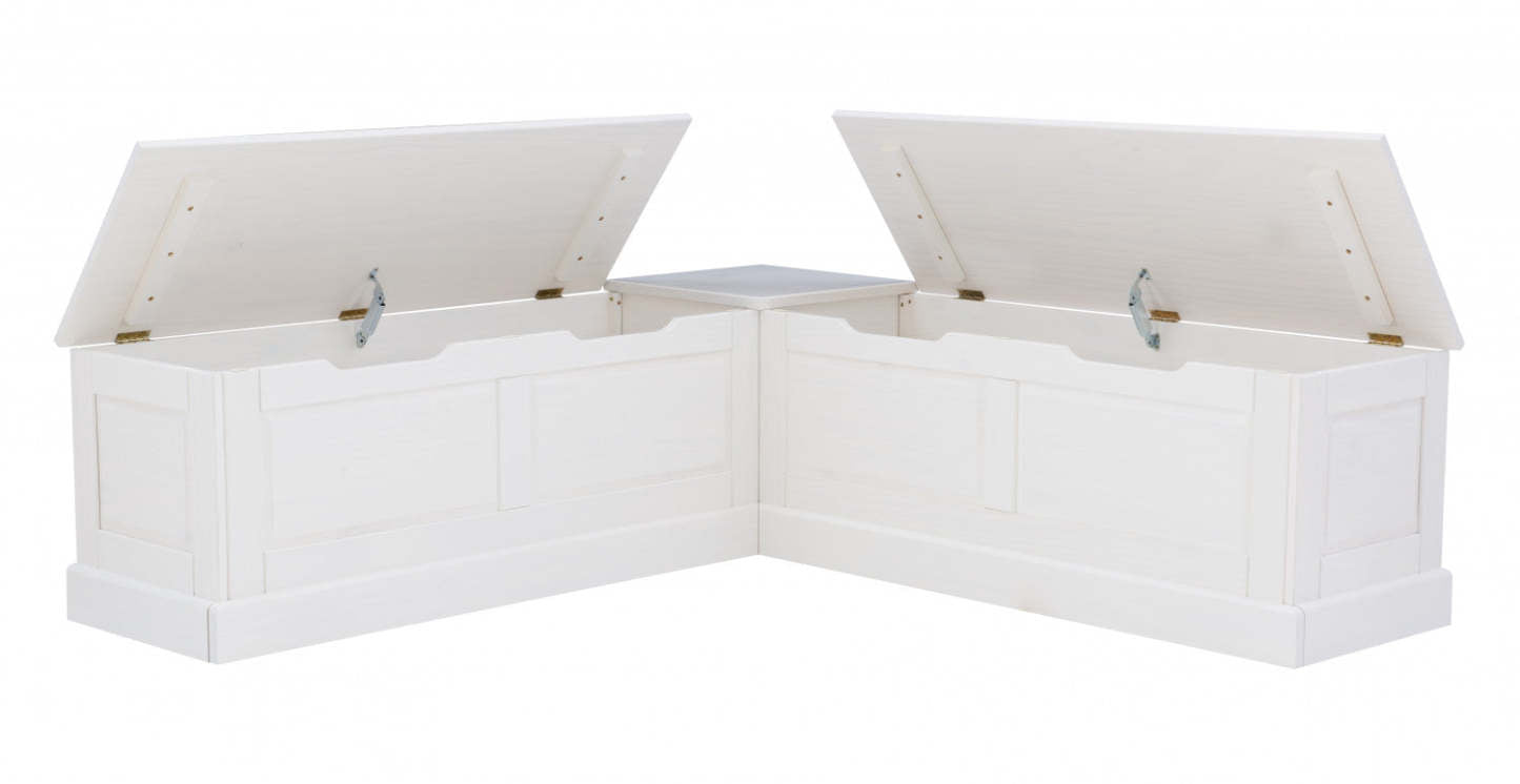 Tobin Dossier Corner Nook Dining Bench - Blanc|Banc de salle à manger en coin Tobin sans dossier - blanc