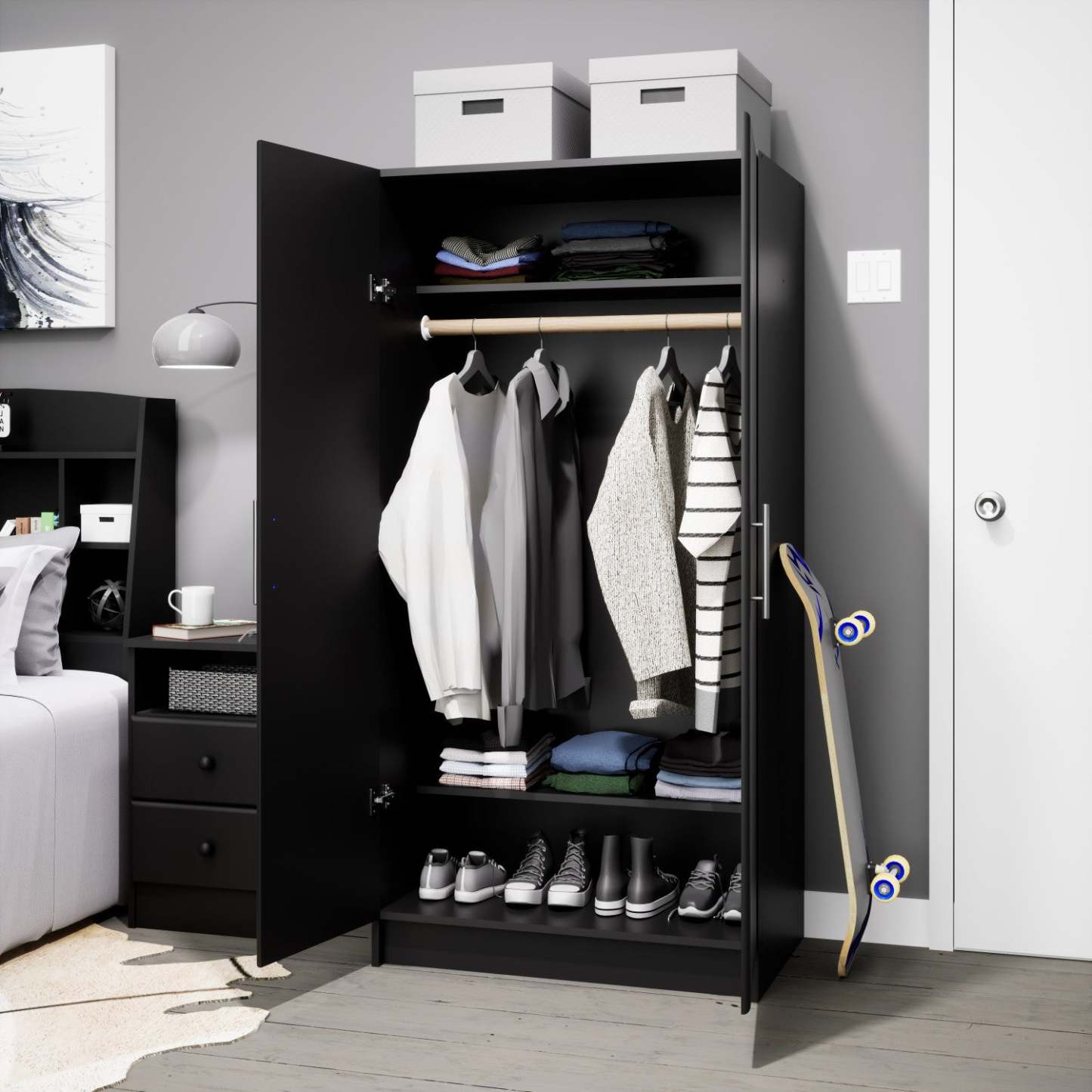 Armoire-penderie Elite 32 - Noir|Armoire-penderie Elite de 32 po - noire