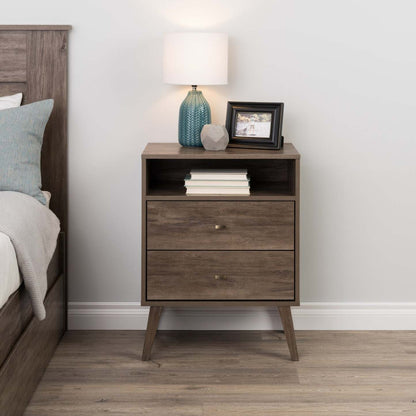 Milo 2-Drawer Tall Nightstand - Drifted Grey|Table de nuit haute Milo à 2 tiroirs - gris délavé