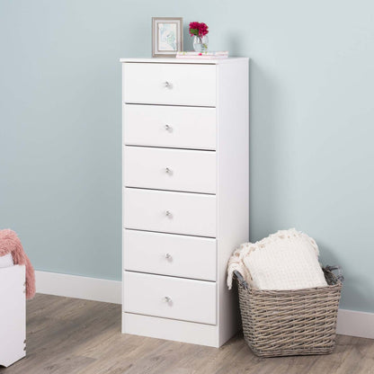 Commode haute Astrid Kids 6-Drawer - Blanc|Commode verticale haute Astrid à 6 tiroirs pour enfants - blanche