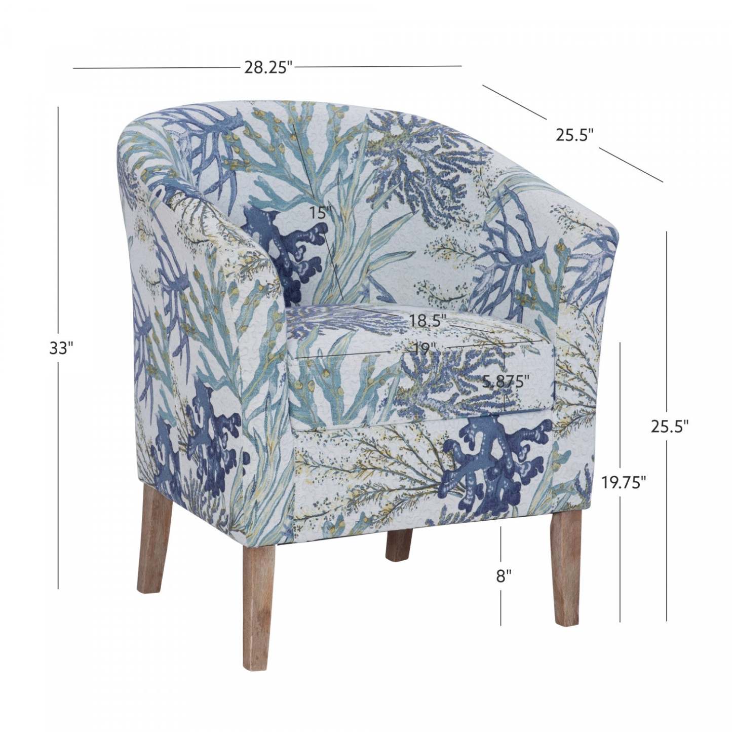 Simon Fabric Oceanside Accent Chair - Grey|Fauteuil d'appoint Simon en tissu Oceanside - gris
