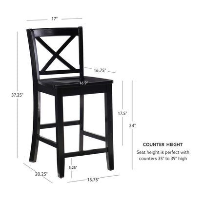 Tabouret Torino X-Back Counter-Height - Noir|Tabouret Torino de hauteur comptoir avec dossier en X - noir