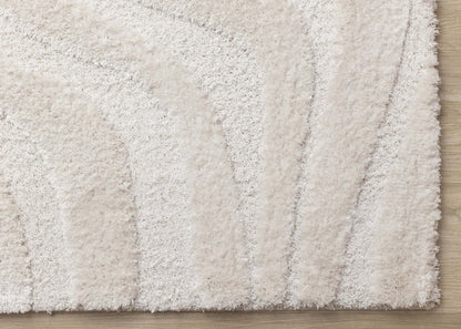 Lincoln Modern Luxurious Plush White Curves Area Rug - 7'10 x 11'2|Carpette moderne, luxueuse et moelleuse Lincoln blanche à motif de courbes - 7 pi 10 po x 11 pi 2 po