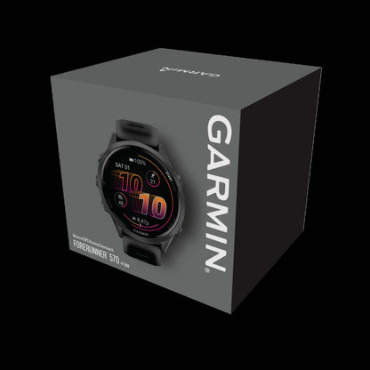 Garmin Forerunner 570 Montre Intelligente 47mm, Amoled, Aluminium Gris Ardoise, Noir, Suivi de Fitness GPS, Course, Triathlon, Batterie de 11 jours