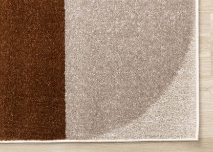 Marley Geometric Curves Taupe Oxblood Area Rug - 7'10 x 10'6|Carpette Marley taupe et rouge sang-de-bœuf à motif de courbes géométriques - 7 pi 10 po x 10 pi 6 po