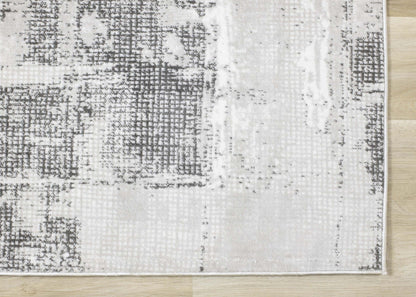 Carpette grise à motif abstrait lavable à la machine - 7 pi 10 po x 10 pi 6 po