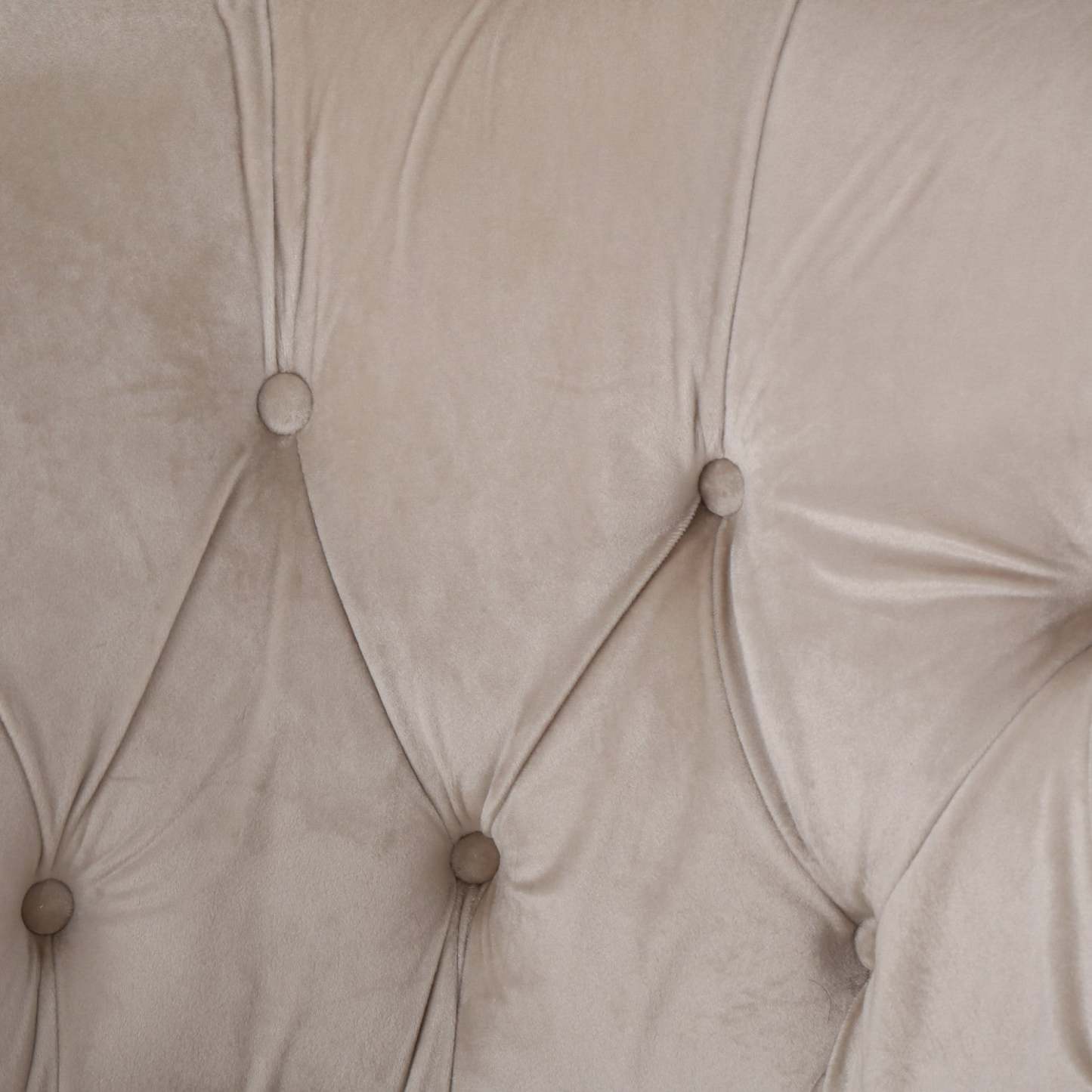 Chaise en tissu velours Akira avec capitonnage à boutons et garniture cloutée - Champagne | Fauteuil Akira En Tissu Velours Avec Capitonnage À Boutons Et Bordure Clouée - Couleur Champagne