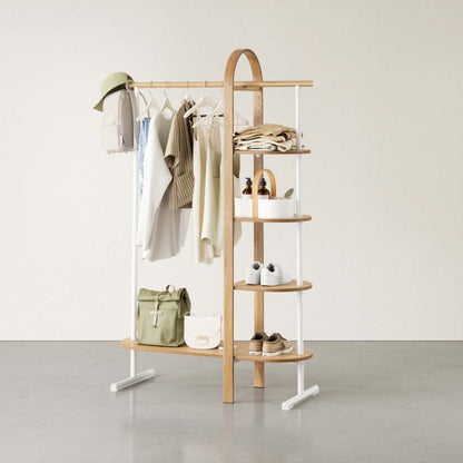 Umbra Modern Wood Bellwood Garment Rack Coat Rack - White and Natural|Portemanteau et support à vêtements modernes Bellwood de Umbra en bois - blanc et naturel