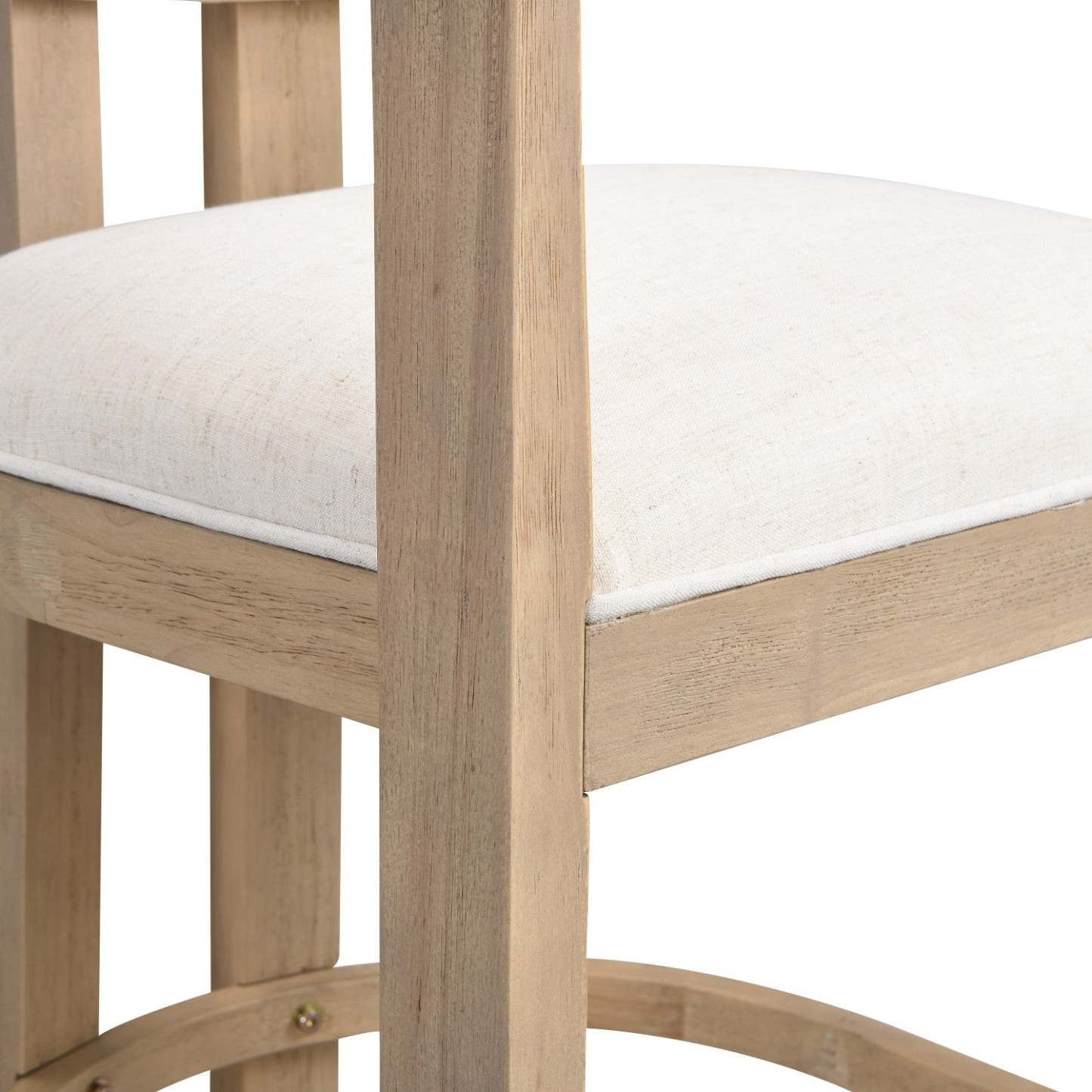 Tiffany 26 Ensemble De 2 Tabourets (Hauteur De Comptoir) Avec Structure En Bois Massif, Tissu Aspect Lin - Fini Naturel
