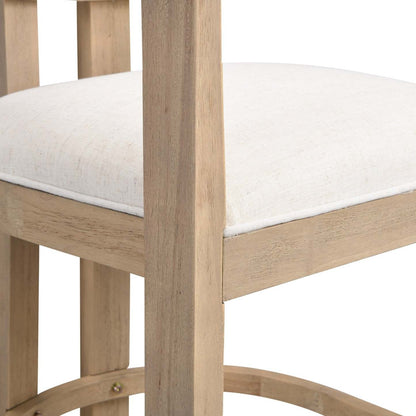Tiffany 26 Ensemble De 2 Tabourets (Hauteur De Comptoir) Avec Structure En Bois Massif, Tissu Aspect Lin - Fini Naturel