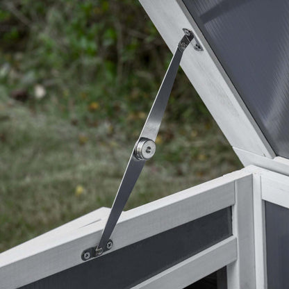 Pawhut Poulailler En Bois De 64 Cm, Poulailler Exterieur Avec Enclos Exterieur, Nichoir, Plateau Amo