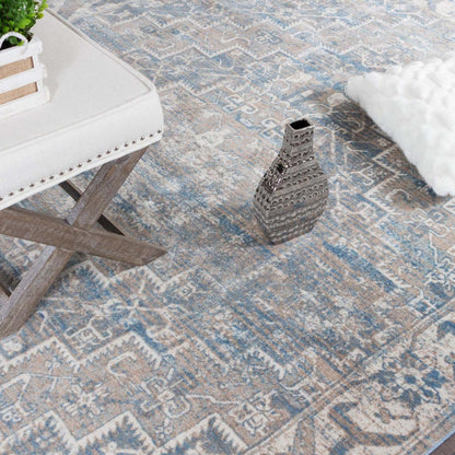 Shi Vin Diamond Blue 4x6 Area Rug|Carpette Shi bleu rétro à motifs de diamants 4 x 6|D80GK8KL