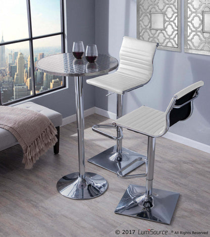 LumiSource Bistro Contemporary Adjustable Round Bar Dining Table - Silver|Table Bistro ronde réglable et contemporaine pour bar ou salle à manger - argentée