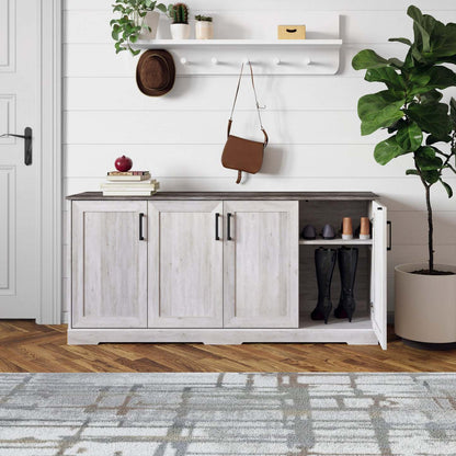 Prepac Rustic Ridge 4-Door Console Buffet - Washed White|Console Rustic Ridge de Prepac à 4 portes - blanc délavé