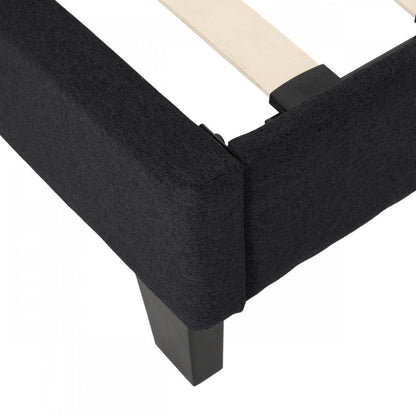 Cadre de lit plateforme Lucia capitonné avec coutures gaufrées, taille King, noir | Lucia Cadre de lit plateforme capitonné avec coutures gaufrées, taille King, noir