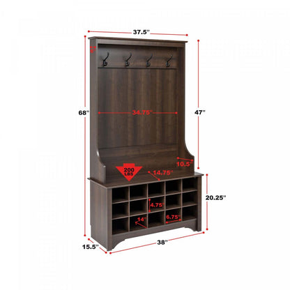 Arbre d'entrée avec rangement pour chaussures - Espresso|Portemanteau avec rangement pour chaussures - espresso