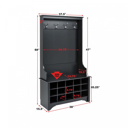 Arbre d'entrée avec rangement pour chaussures - Noir|Portemanteau avec rangement pour chaussures - noir