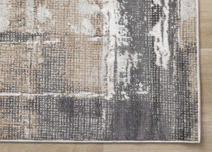 Carpette brune à motif abstrait lavable à la machine - 7 pi 10 po x 10 pi 6 po