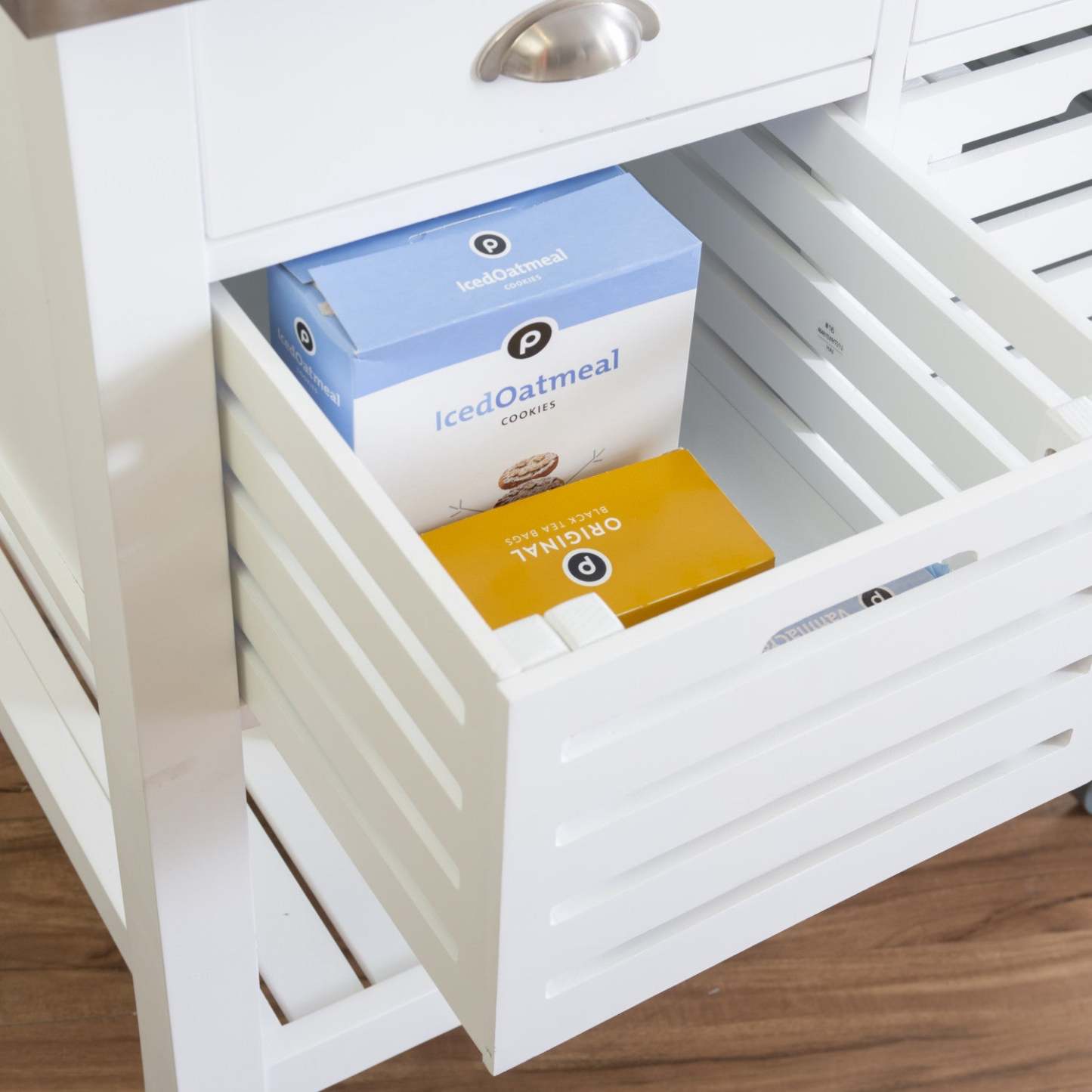 Robbin Wood Kitchen Bar Cart Storage - White|Chariot-bar de rangement Robbin en bois pour la cuisine - blanc