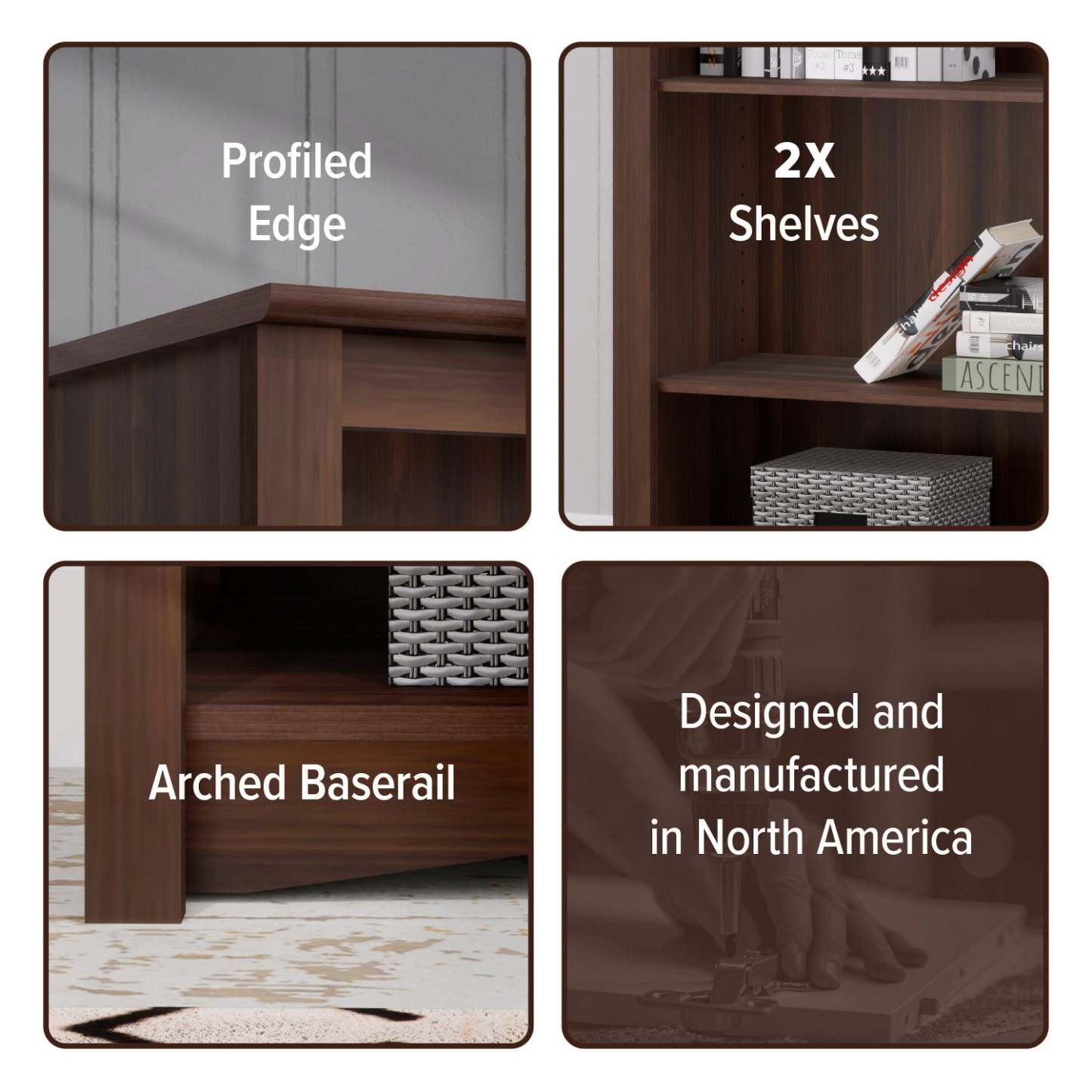 Bibliothèque 2 étagères - Espresso|Bibliothèque à 2 tablettes - espresso