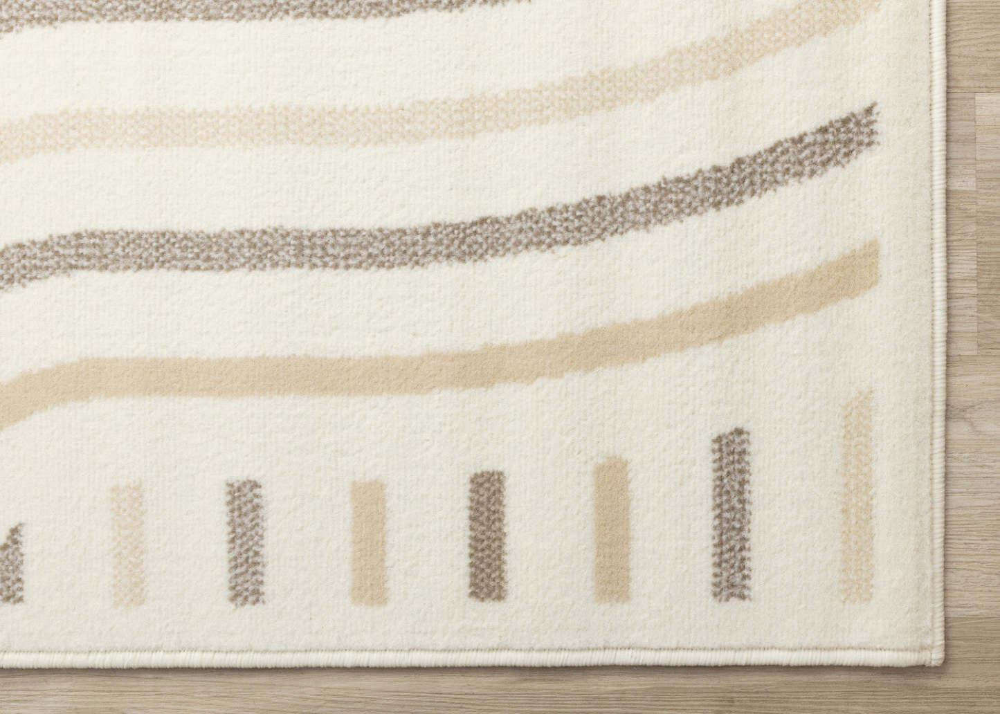 Tapis Forte Cream Beige Brown Curvy Lines - 5'3 x 7'5|Carpette Forte crème, beige et brune à motif de lignes courbées - 5 pi 3 po x 7 pi 5 po