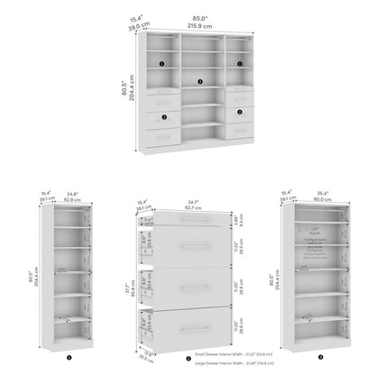 Bestar Florence 85 Système de garde-robe et pièce-penderie modulaire avec rangement - blanc