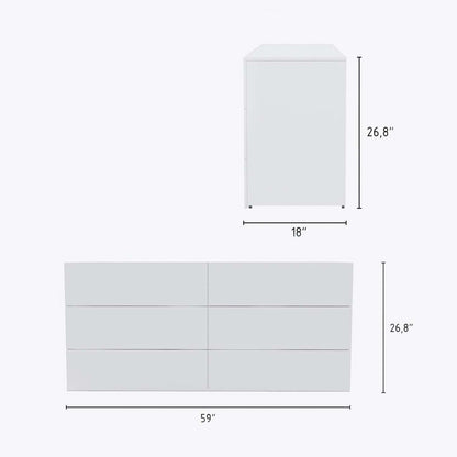 Nordika James 6-Drawer Dresser - Blanc|Commode James Nordika à 6 tiroirs - blanche