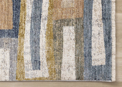 Macey Modern Grey Blue Red Sophisticated Area Rug - 7'10 x 10'2|Carpette moderne et raffinée Macey grise, bleue et rouge- 7 pi 10 po x 10 pi 2 po