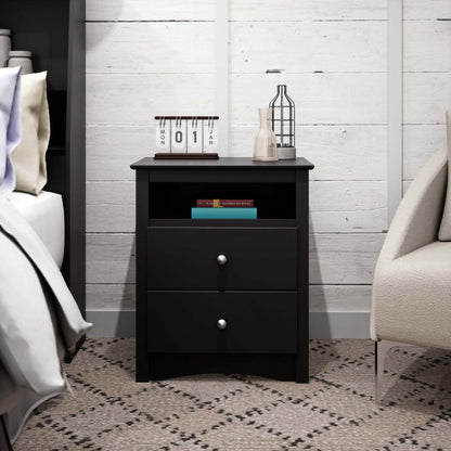 Jade Tall 2-Drawer Nightstand - Black|Table de nuit haute Jade à 2 tiroirs - noire