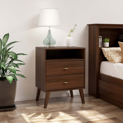Milo 2-Drawer Tall Nightstand - Cherry|Table de nuit haute Milo à 2 tiroirs - cerisier