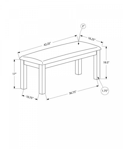 Banc rectangulaire bois tissu salle à manger cuisine entrée gris transitionnel|Banc rectangulaire gris en bois et en tissu de style transitionnel pour la salle à manger, la cuisine et l'entrée