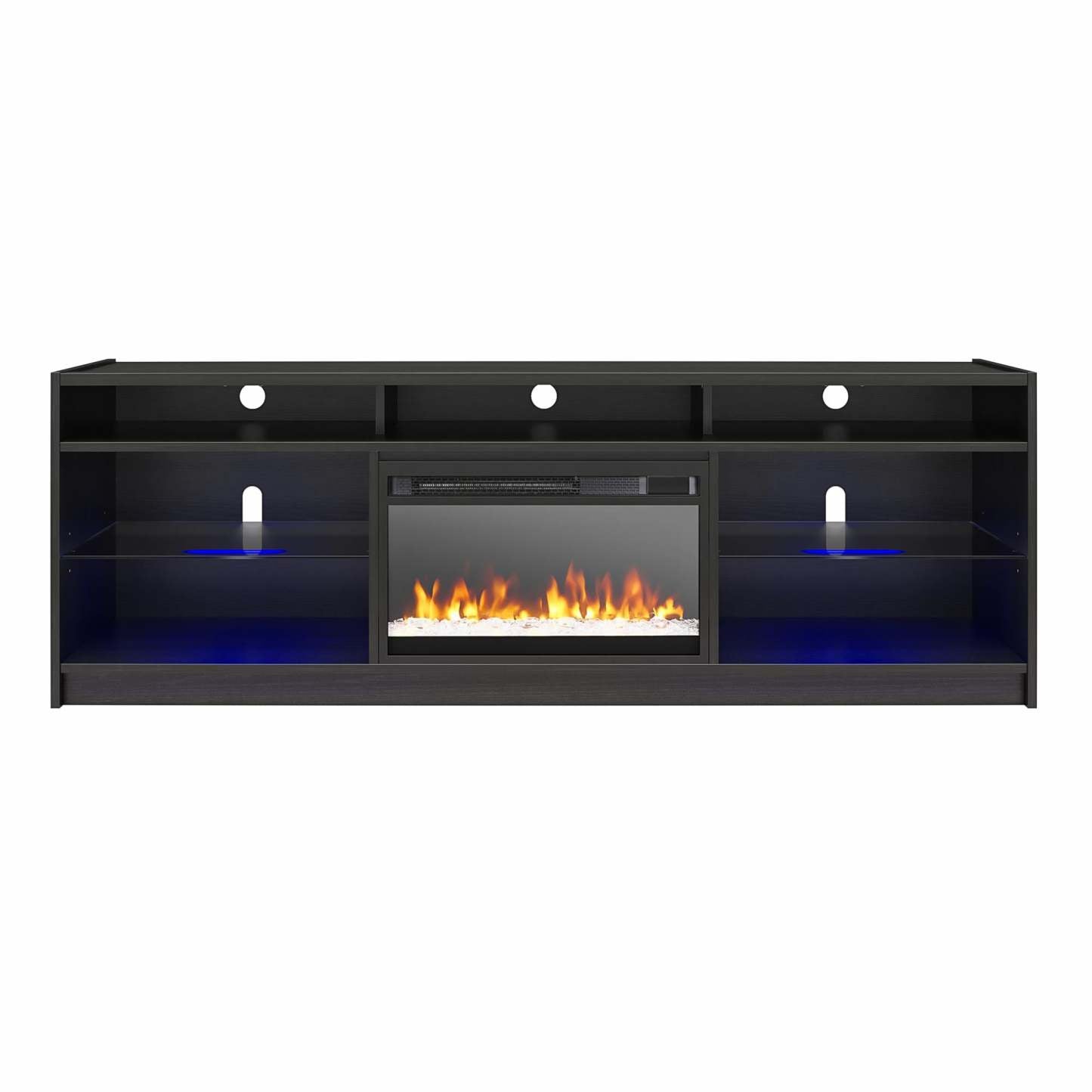 Ameriwood Home Luna Electric Fireplace TV Stand for TVs up to 75 po - Chêne noir|Meuble pour téléviseur Luna d'Ameriwood Home avec foyer électrique pour téléviseurs jusqu'à 75 po - chêne noir