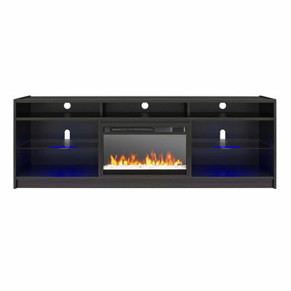 Ameriwood Home Luna Electric Fireplace TV Stand for TVs up to 75 po - Chêne noir|Meuble pour téléviseur Luna d'Ameriwood Home avec foyer électrique pour téléviseurs jusqu'à 75 po - chêne noir