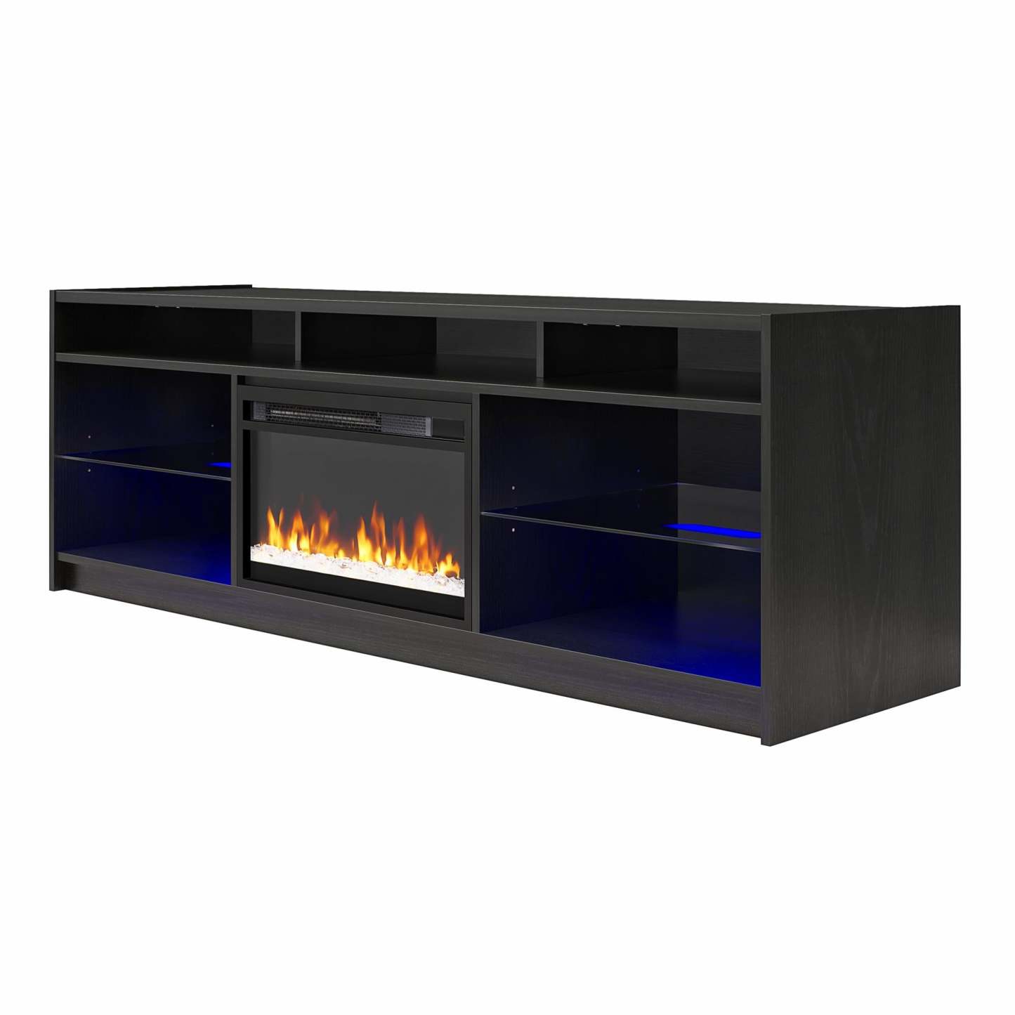 Ameriwood Home Luna Electric Fireplace TV Stand for TVs up to 75 po - Chêne noir|Meuble pour téléviseur Luna d'Ameriwood Home avec foyer électrique pour téléviseurs jusqu'à 75 po - chêne noir