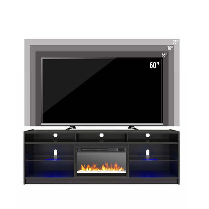 Ameriwood Home Luna Electric Fireplace TV Stand for TVs up to 75 po - Chêne noir|Meuble pour téléviseur Luna d'Ameriwood Home avec foyer électrique pour téléviseurs jusqu'à 75 po - chêne noir