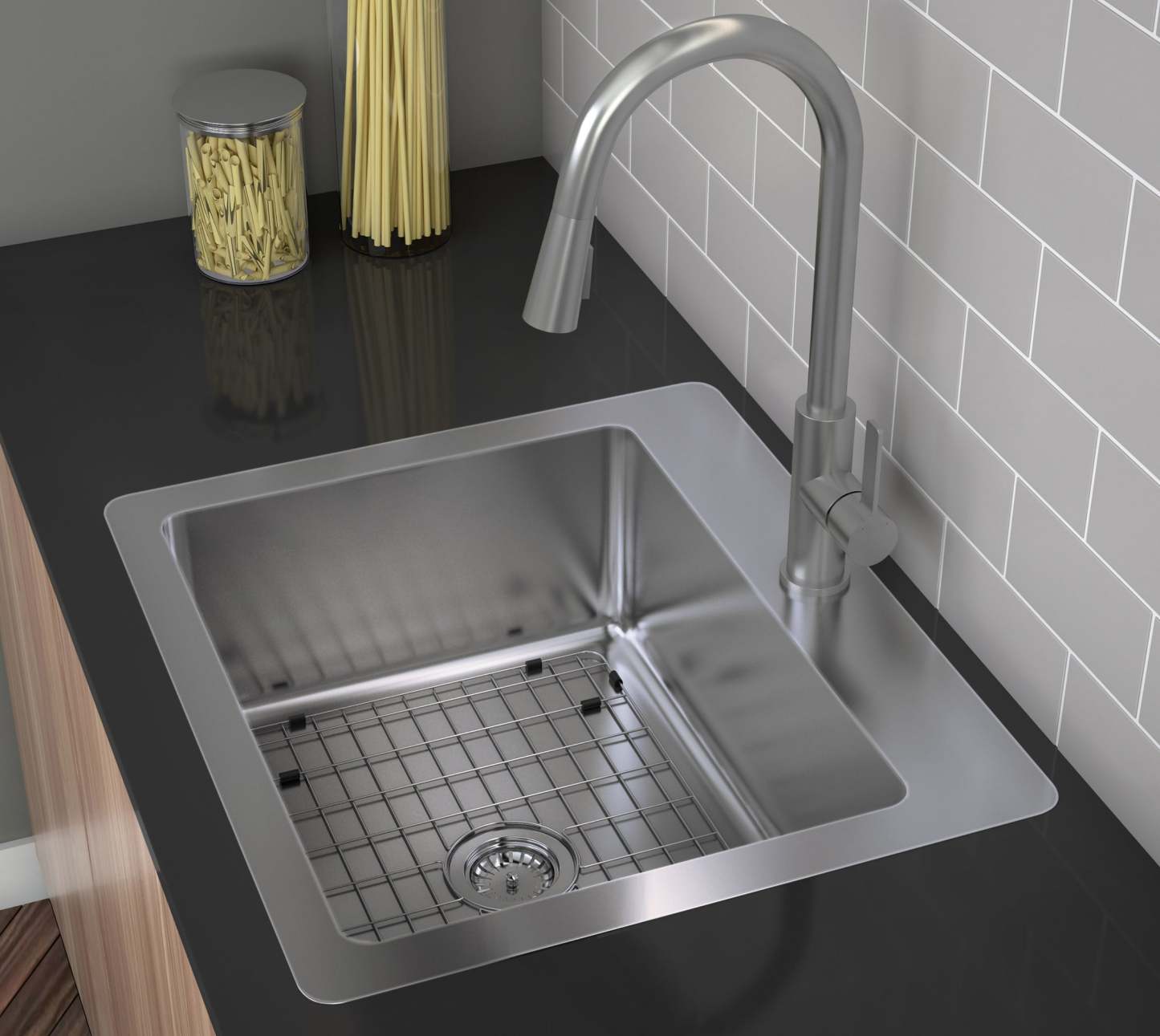 Ancona Valencia Series 25 Compact Dual Mount Kitchen Sink - AN-3340|Évier de cuisine compact sous plan ou en surface Ancona de série Valencia de 25 po - AN-3340|D77GI08B