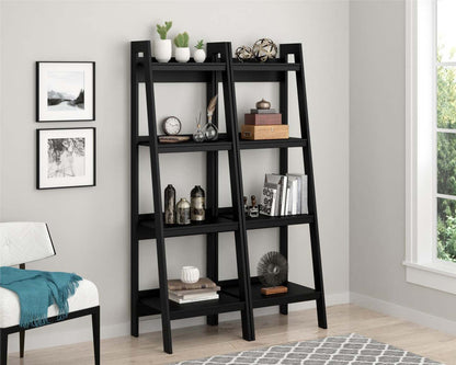 Ameriwood Home Lawrence Tall 2-piece 4-Shelf Ladder Bookcase - Black|Grande bibliothèque de style échelle Lawrence d'Ameriwood Home 2 pièces à 4 tablettes - noire